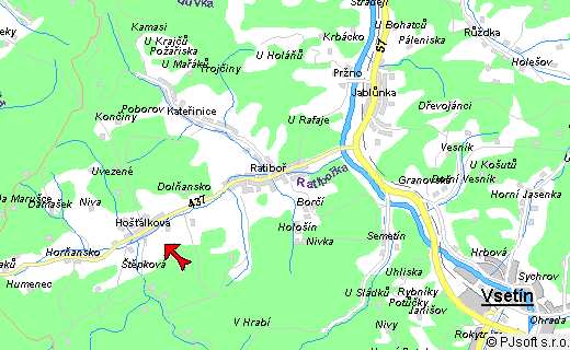 mapa Vsetna